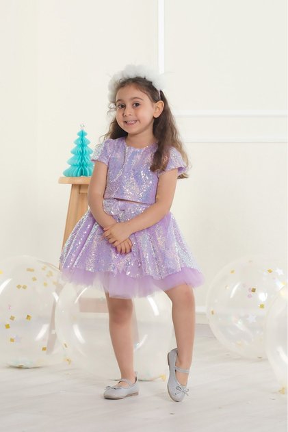 Glitter Sequin Skirt and Crops Double Set