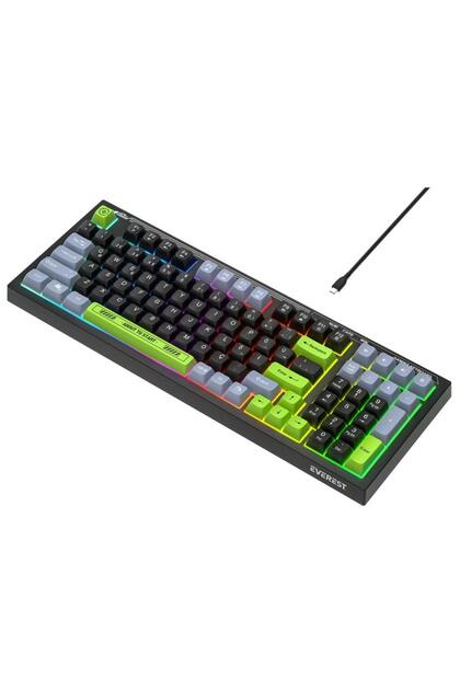 Everest Kb-98 Sılent Siyah/gri/yeşil Sessiz Rainbow Q Membrane