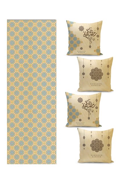 Ramadan-Themed Set of Four Cushion Covers and Runner