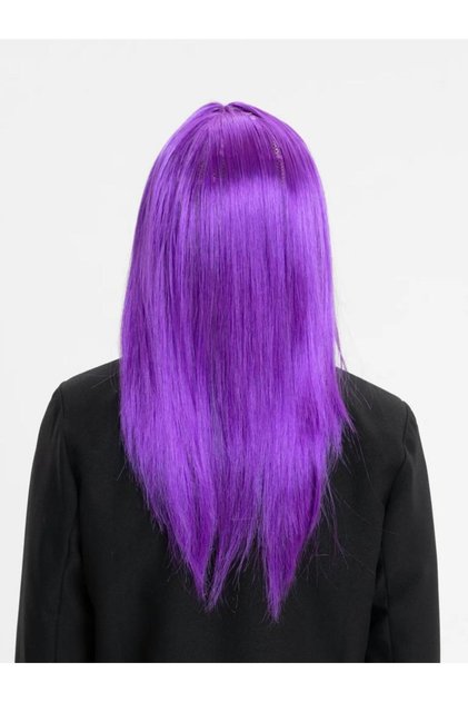 Purple Color Straight Cut Long Party Wig Fake Hair