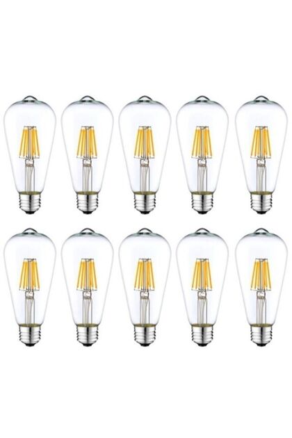 St64 6500k Beyaz Led Rustik 10'lu Paket Dekoratif Ampul Vintage Aydınatma