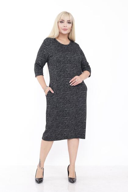 Rochie elastică de iarnă cu buzunare mărime mare 42D-2232