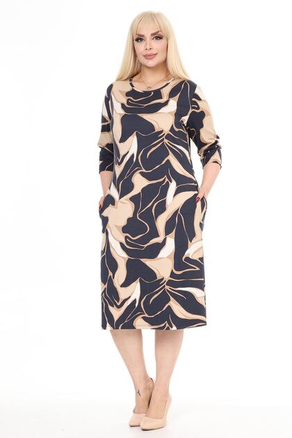Rochie de iarnă cu buzunar dublu mărime Plus 37D-2473