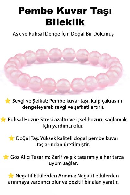 Natural Stone Rose Quartz Charm Bracelet Stylish Energy Stress Success Bracelet