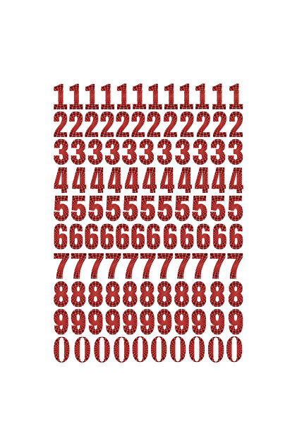 112 Pieces Red Number Sticker Set - Sticker Set Sketchbook