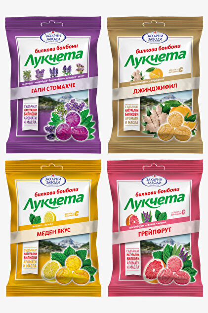 4 adet Karışık Lukçeta Şekeri (Lavanta - Ballı - Zencefil - Greyfurt)