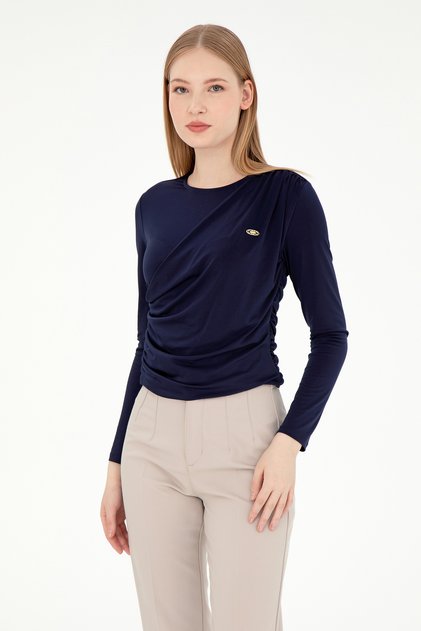 Kadın Lacivert Bisiklet Yaka Sweatshırt 50291561-VR033