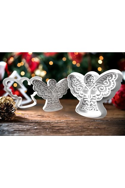 3 Pieces of White Colored Angel Shaped Cookie Mold