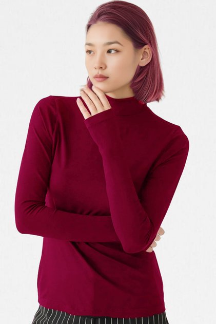 Women's Burgundy Finger Detailed Ultra Soft Body