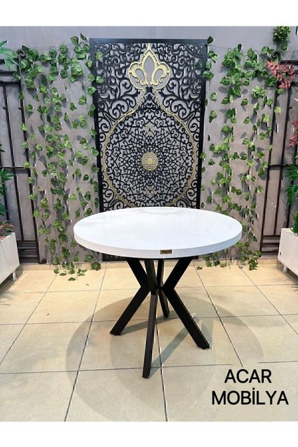 90x90 Çaplı Yuvarlak Beyaz Yemek Masası