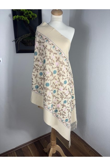 LİFE Lüks Kaşmir İşlemeli Kışlık Şal - (80 CM 200 CM)
