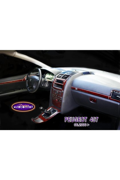 Pejo 407 Full Kaplama Torpido, Konsol, Trim, Göğüs Kaplama Set Maun Kaplama Ahşap Renk Özel Dizayn