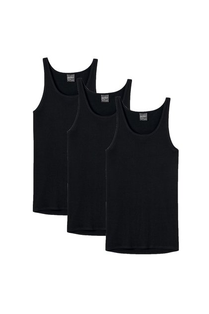 Herren Unterhemd 3er Pack - Sport-Jacke, ohne Arm, Original Feinripp, einfarbig