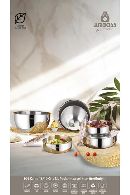 Amboss Mixkeep 9 Parça Paslanmaz Çelik Karıştırma Kabı & Çelik