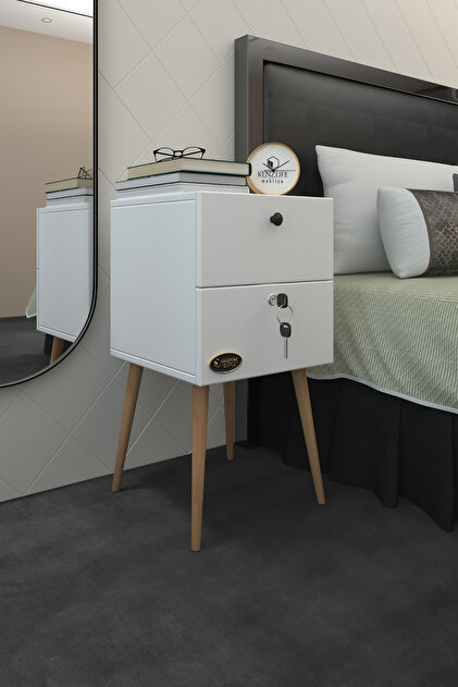 Kenzlife Komodin Kilitli Sakura Byz 74*39*39 Komidin Ahşap Ayaklı