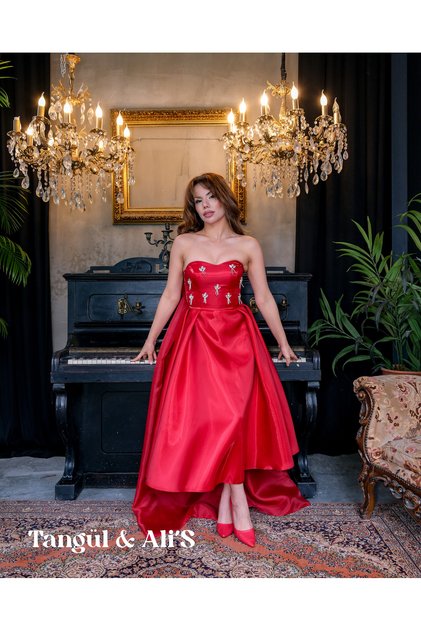 Monoray Kırmızı Midi Elbise