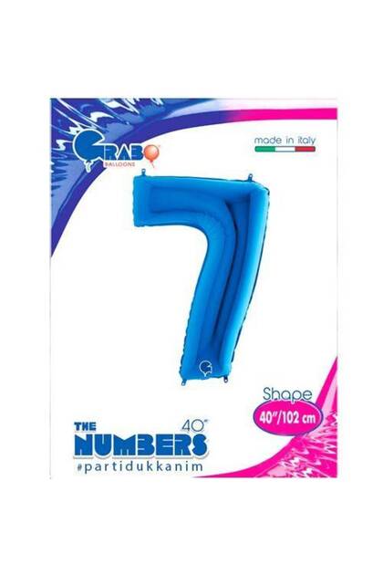 Blue 7 Number Foil Balloon - 100X70 cm Size