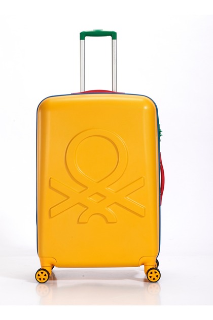 28" Checked Luggage Trolley, Traveling Bag, Yellow