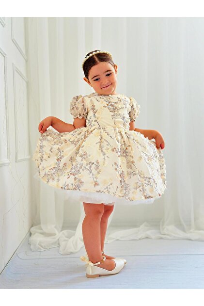 Linarookids Linaroo Cream Vintage Christmas Baby Girl Dress,Birthday,Photo  Shooting Dress,Suitable for 0-12 Years Old- Trendyol