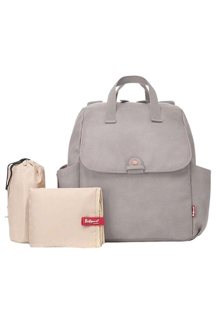 - PU Leather Diaper Bag Set - Grey - 3 Pcs