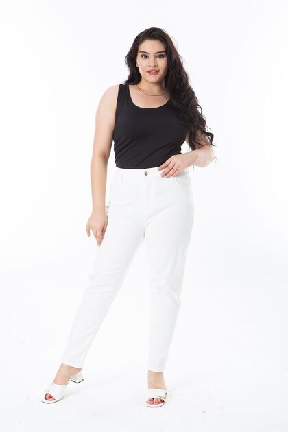 Women's Plus Size Bone Skinny Leg 5-Pocket Lycra Jeans 65N38253