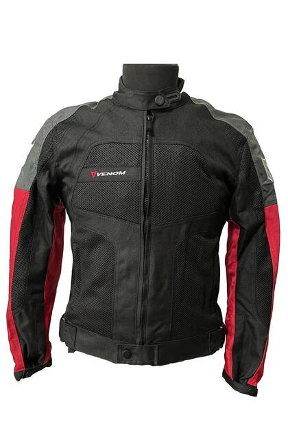 Dynamic 4 Mevsim Siyah Gri Kırmızı Motosiklet Montu