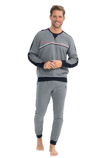 U.S. Polo Assn. 18813 Men's Long Sleeve Round Neck Elastic Cuffs Comfortable Home Wear-Anthracitemelange