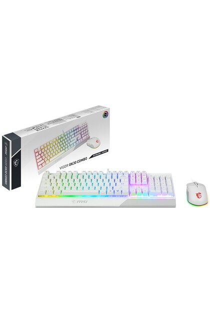 Vigor Gk30 Combo White Rgb USB White Wired Gaming Keyboard Mouse Set