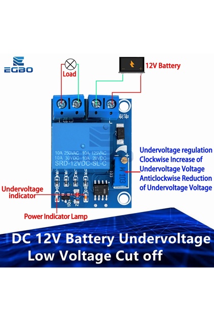 DC 12V Battery Undervoltage Low Voltage Cut off Automatic Switch Recovery Protection Module Charg...