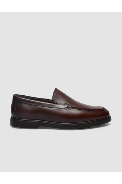 Teratas %100 Hakiki Deri Kahverengi Erkek Loafer