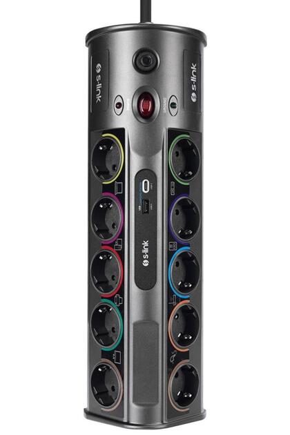 Swapp 3m Kablolu Sp10af 3m 1860 Joule 1.5mm 1 Usb 1 Type-c 2.1a/5v 16a 250v 3680w 10lu Akım K