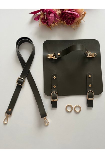 Knitted Bag Cover and Strap Set - Khaki Color