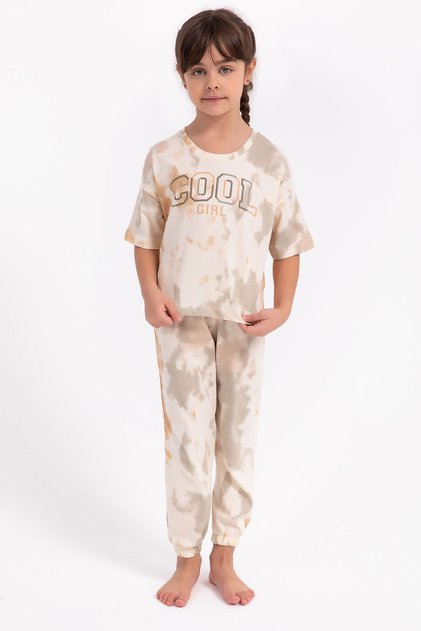 Cool Girl Ivory Casual Girl's Pajama Set
