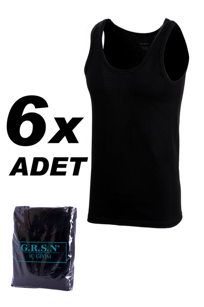 Men's 6-Piece 100% Cotton Comfortable Soft Combed Natural Black Undershirt