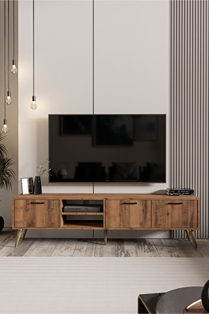 Mezza 1583 Eksen 180 Cm (AHŞAP AYAKLI) Tv Ünitesi Hat Rengi