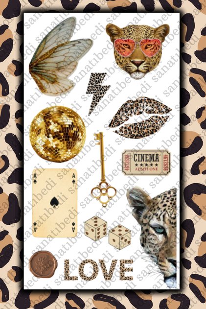 Leopar Vintage Retro Laptop Tablet Ajanda Bullet Journal Motor Sticker - Suya Dayanıklı Etiket
