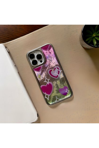 iPhone 15 Pro Max (6.7 Inch) Compatible Gray Frame Detailed Shiny Patterned Glitter Series Case