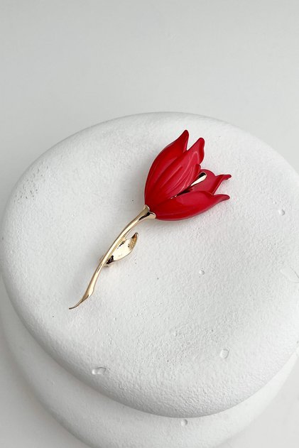 Nar Çiçeği Lale Broş (EN:2,5 CM BOY:7 CM)