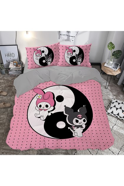 3D Printed Gift Duvet Cover - Kuromi, Double, No Sheets Set