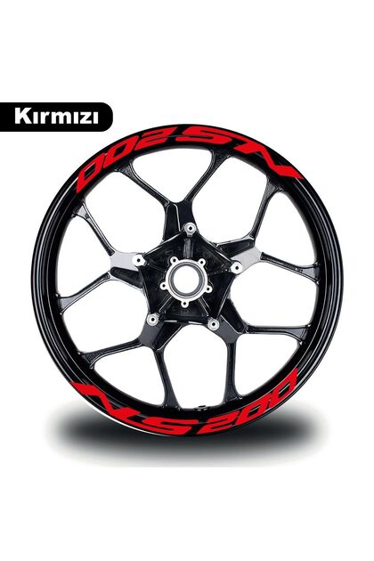 Bajaj pulsar ns 200 written 8 inside wheel sticker red