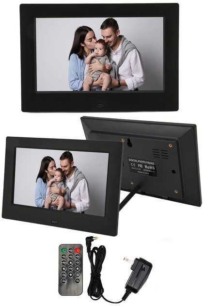 Dijital Fotoğraf Çerçevesi HD 1080P Resim Çerçevesi Fotoğraf Albümü Saat ve Takvim Fonksiyonu 7 inç