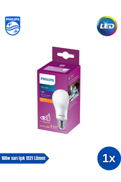 Philips Mycare LED Lamba 13W - 100W 2700K Sarı Işık 1521 Lümen
