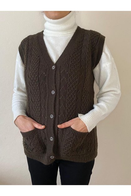 Women's Knitwear Double Pocket Mother's Vest