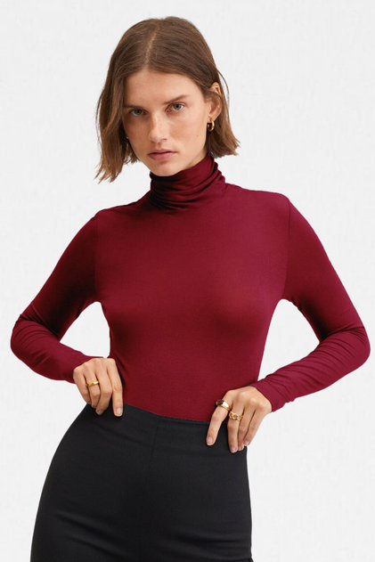 Kadın 2'li Balıkçı Yaka Ultra Soft Bluz - Lacivert Bordo 2
