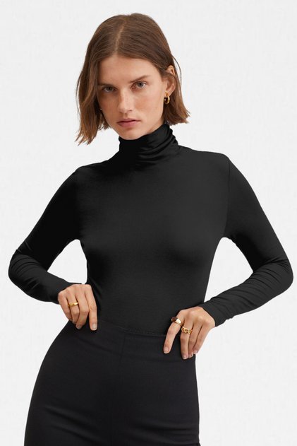 Kadın 2'li Balıkçı Yaka Ultra Soft Bluz - Lacivert Siyah 3