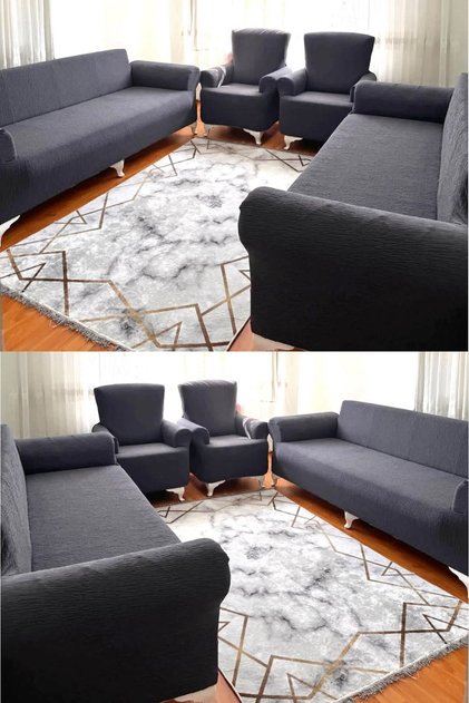 Jacquard 3 3 1 1 Anthracite Elastic Sofa Cover| Elastic Sofa Cover| seat cover Set