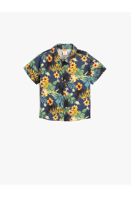 Short Sleeve Button Detail Viscose Shirt