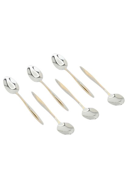 Saif Gallery 30-Piece Gold Engraved Stainless Steel Spoon Set - Silver