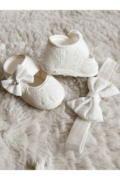 Baby Girl Scalloped Booties Girl Ecru Newborn Mevlüt Daily Booties