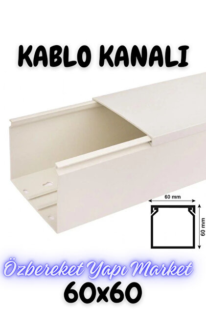 60x60 Mm Beyaz Kablo Kanalı (Arka Tarafı Montaj Delikli) Özbereket Yapı Market